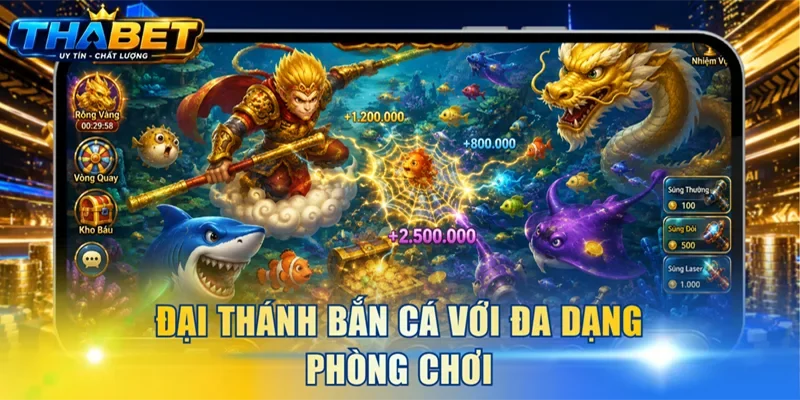 Đại Thánh Bắt Cá THABET - Kinh Nghiệm Săn Jackpot Hiệu Quả 2 Đại Thánh Bắn Cá với đa dạng phòng chơi